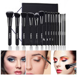 15Pcs Black Travel Makeup Brushes Woman Set With Bag Foundation Eyeliner Eyeshadow