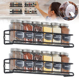 2pcs Spice Herb Jar Rack Holder For Kitchen Door Cupboard Storage Wall Mounted