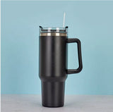 Stainless Steel Water Tumbler 40 Oz Cup Handle Straw Insulated Water Bottle Dupe Mug