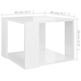 vidaXL Coffee Table High Gloss White 40x40x30 cm Engineered Wood