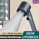 3 Modes Black Shower Head With Filter High Pressure Water Saving Massage Body Scalp