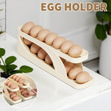 2 Tier Egg Dispenser Auto Rolling Egg Holder Refrigerator Rolldown Storage Rack