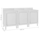 vidaXL Commercial Work Table Cabinet 180x60x96 cm Stainless Steel