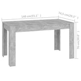 vidaXL Dining Table Concrete Grey 140x74.5x76 cm Engineered Wood