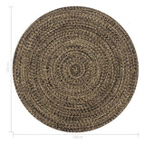 vidaXL Handmade Rug Jute Black and Natural 120 cm