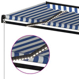 vidaXL Manual Retractable Awning with LED 450x300 cm Blue and White