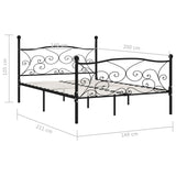 vidaXL Bed Frame without Mattress with Slatted Base Black Metal 140x200 cm