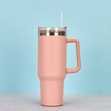 Stainless Steel Water Tumbler 40 Oz Cup Handle Straw Insulated Water Bottle Dupe Mug