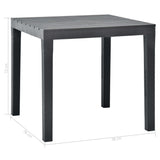 vidaXL Patio Table Anthracite 30.7"x30.7"x28.3" Plastic