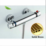 Thermostatic Exposed Bar Shower Mixer Valve Tap Bath Shower Set Chrome Bottom 1-2 Outlet New