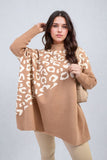 Leopard Print Knitted Long Sleeve Jumper