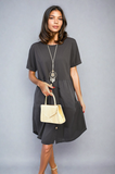 Short Sleeve Button Front Midi Dress