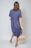 Short Sleeve Button Front Midi Dress