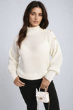 Buttons Long Sleeves Chunky Knit Top