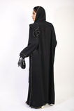 Long Sleeve Closed Abaya Maxi Dress With Embellished Piping