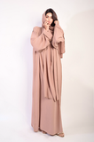 Long Sleeve Closed Abaya Maxi Dress With Embellished Piping