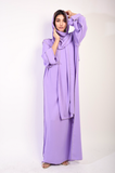 Long Sleeve Closed Abaya Maxi Dress With Embellished Piping