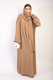 Long Sleeve Closed Abaya Maxi Dress With Embellished Piping