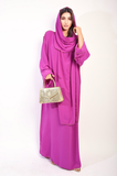 Long Sleeve Closed Abaya Maxi Dress With Embellished Piping