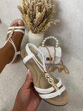 Decorative Pearl Strappy Flat Sandals