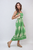 Smocked Sleeveless Flowy Tribal Print Summer Maxi Dress