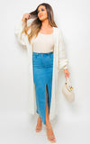 Chunky Knitted Balloon Sleeve Long Maxi Cardigan