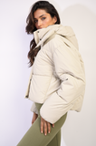 Hooded Puffer Jacket with Snap and Zip Closure