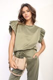 Peplum Frill Ruffle Sleeve Top Co-ord Set