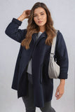 Open Front Folded Sleeve Jacket with Pockets