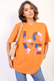 Oversized Love Slogan Print Top