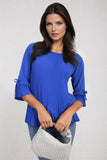 Plisse Pleated Short Bow Sleeve Top