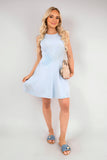 Sleeveless High Neck Pleated Mini Dress