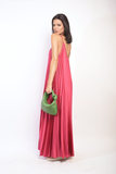 Pleated Strappy Maxi Dress