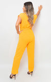 Short Sleeve Wrap Front Belted Jumpsuit