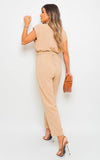 Short Sleeve Wrap Front Belted Jumpsuit