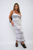 Strappy Long Knitted Stripe Cami Dress