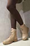 Lace Up Buckle Chunky Combat Boots