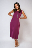 Sleeveless Slit Midi Dress with Side Pockets