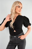 Puffed Sleeve Cut Out Bodysuit