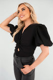 Puffed Sleeve Cut Out Bodysuit