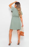 Butterfly Sleeve Belted Wrap Mini Dress