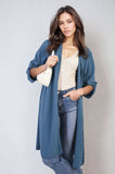 Open Front Knitted Long Cardigan