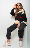 Oversized Striped Long Sleeve Knitted Jumper