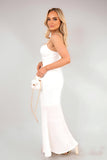 Spaghetti Strap Crochet Knit Maxi Dress with Gem Detail
