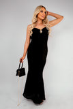 Spaghetti Strap Crochet Knit Maxi Dress with Gem Detail