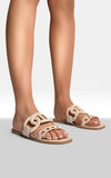 Comfortable Flat Sandals with Double Leather Chain