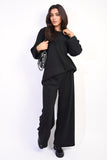 Loose Long Sleeve Top and Wide Leg Trousers Co-ord Set