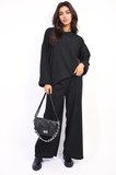 Loose Long Sleeve Top and Wide Leg Trousers Co-ord Set