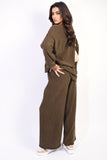 Loose Long Sleeve Top and Wide Leg Trousers Co-ord Set