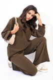 Loose Long Sleeve Top and Wide Leg Trousers Co-ord Set